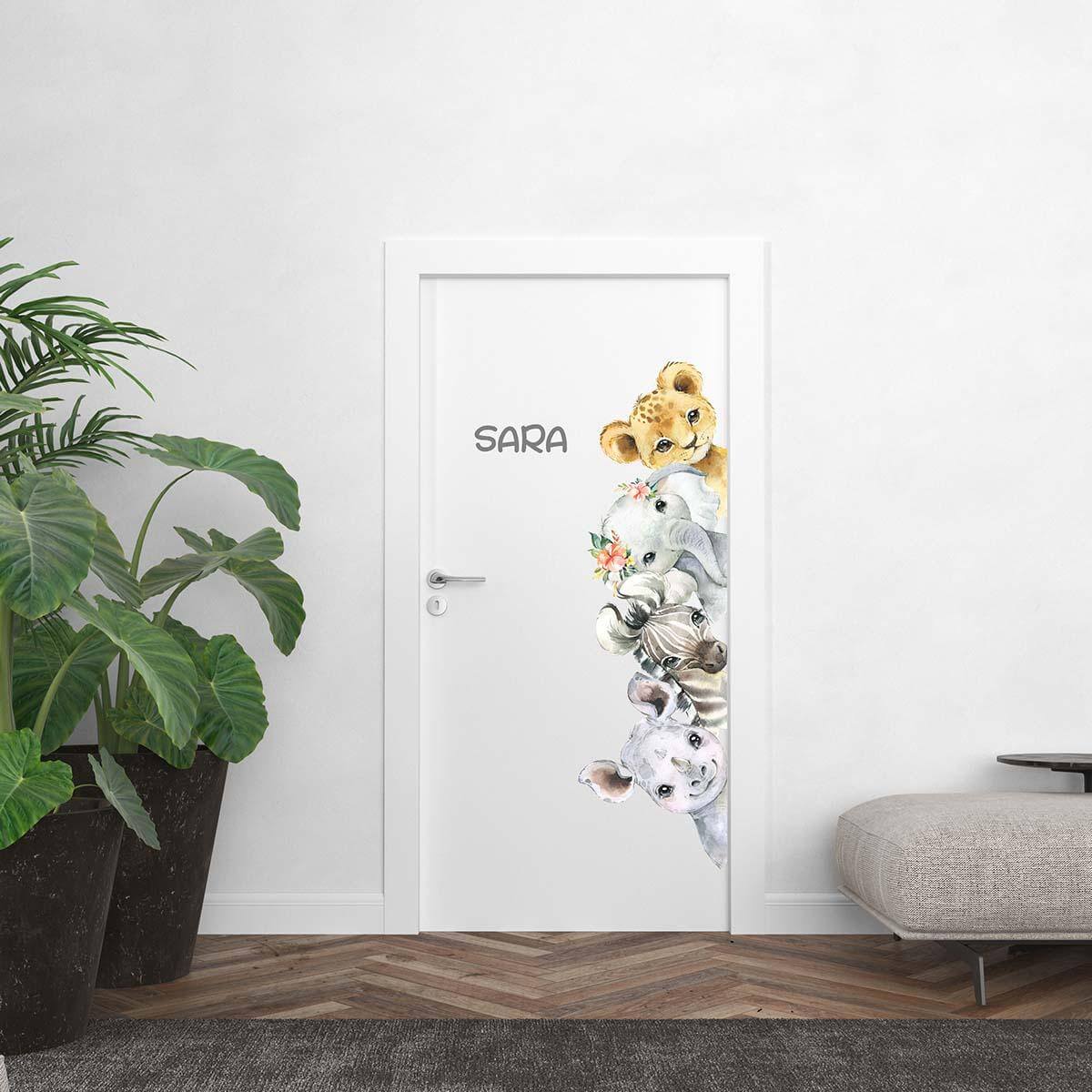 lose-up of baby animals design on personalized door sticker