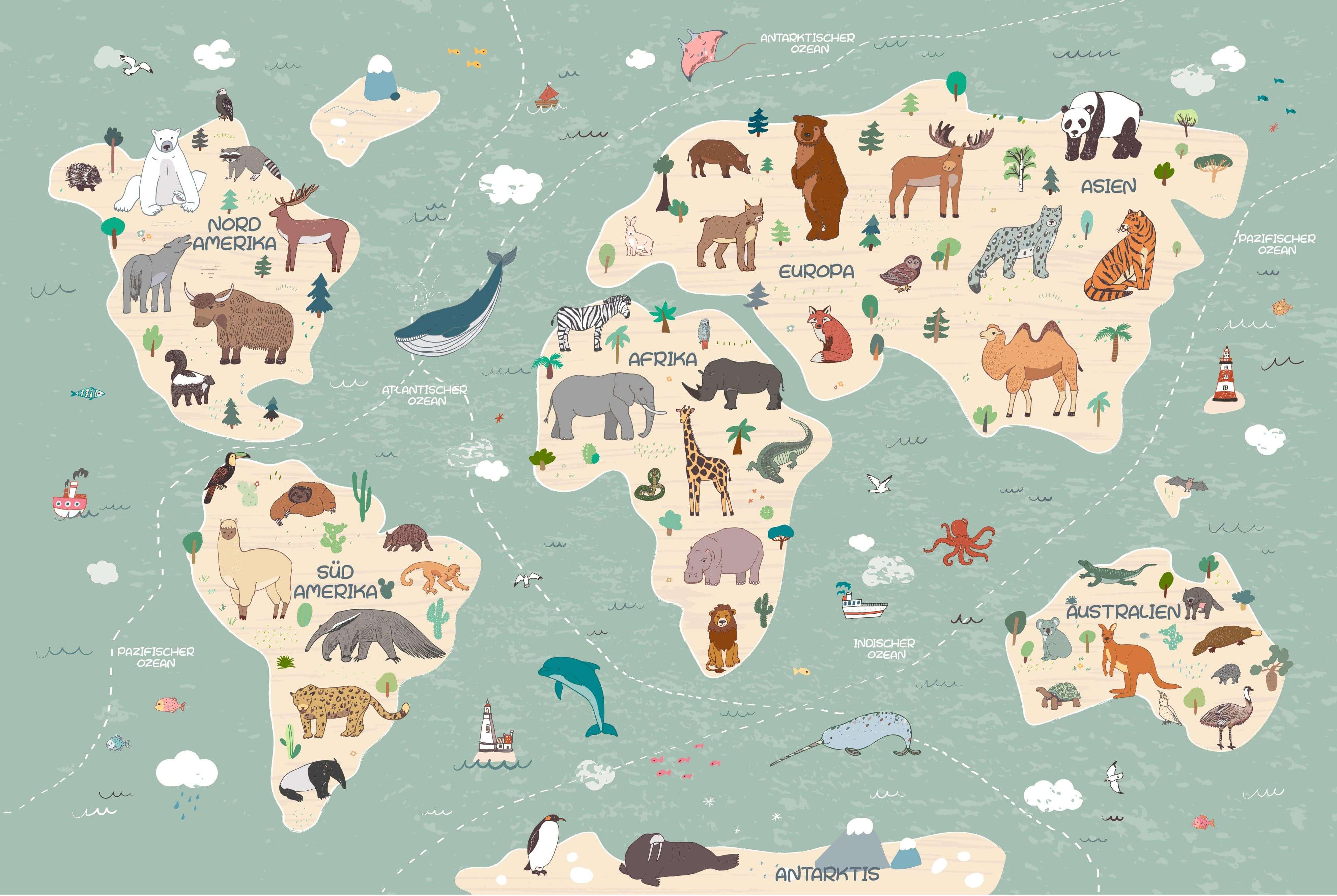 high-quality world map wall sticker with educational design